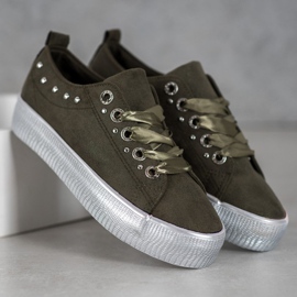 SHELOVET Zapatillas de gamuza verde 1
