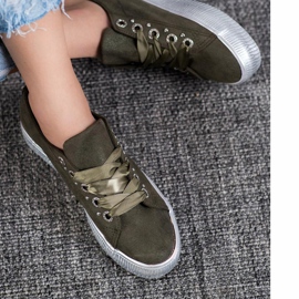 SHELOVET Zapatillas de gamuza verde 3