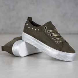 SHELOVET Zapatillas de gamuza verde 4