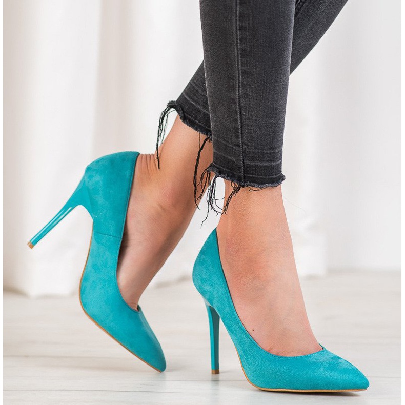 R'S Tacones de ante azul 1