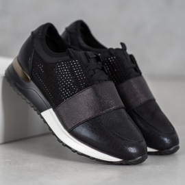 SHELOVET Calzado deportivo con cristales negro 2