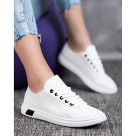 Bestelle Zapatillas de cuero ecológico blanco 2