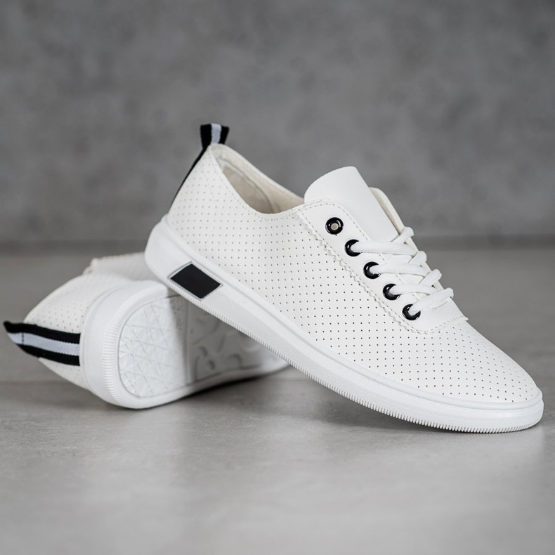 Bestelle Zapatillas de cuero ecológico blanco 1