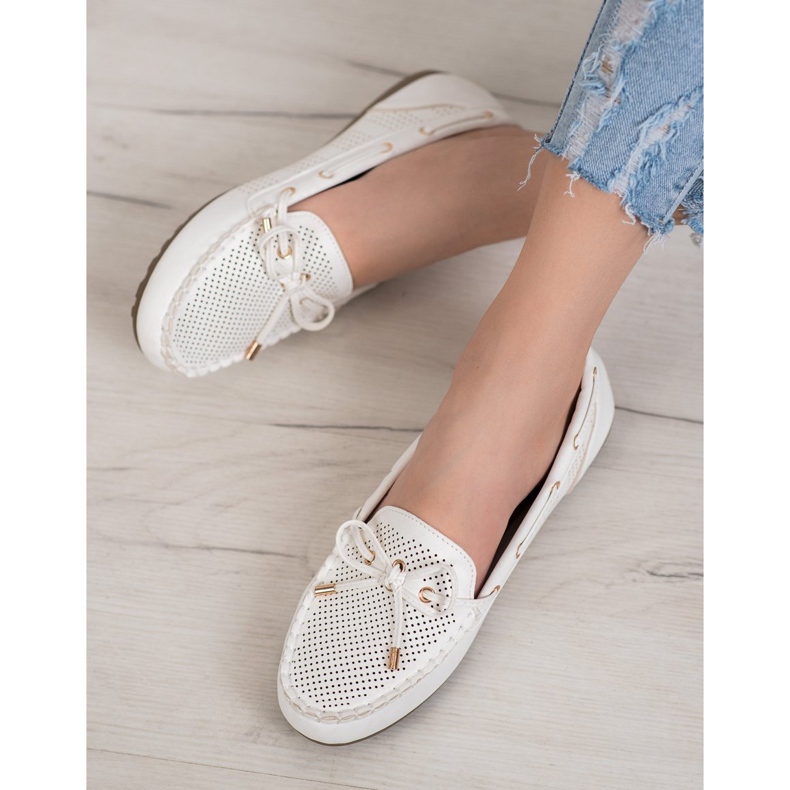 Diamantique Mocasines de piel ecológica blanco 1