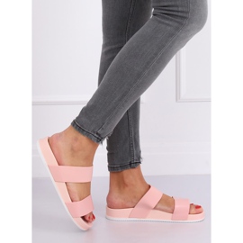 Pink CK66P Pantuflas rosas con rayas de goma rosado 3