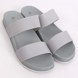 Gris CK66P Pantuflas grises con rayas de goma 2 Gris CK66P Pantuflas grises con rayas de goma 2