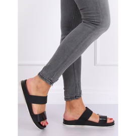 Black CK66P Pantuflas negras con correas de goma negro 2 Black CK66P Pantuflas negras con correas de goma negro 2