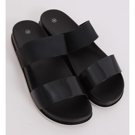 Black CK66P Pantuflas negras con correas de goma negro 1 Black CK66P Pantuflas negras con correas de goma negro 1