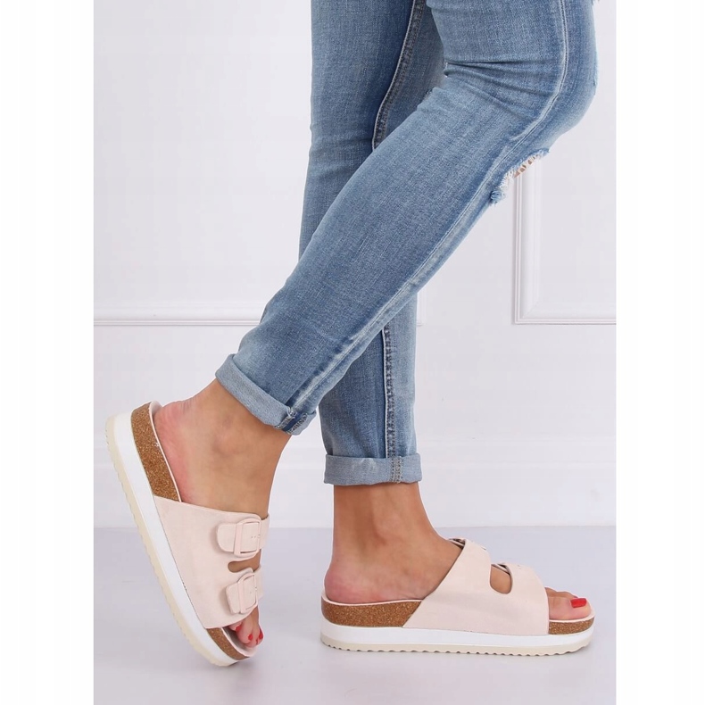 Pantuflas scholki beige SS115P Beige multicolor rosa 1