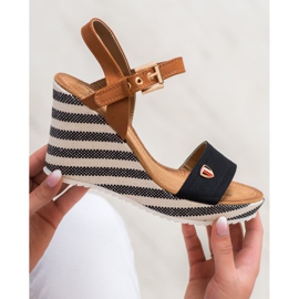 Goodin Sandalias de cuña de moda marrón negro multicolor 3