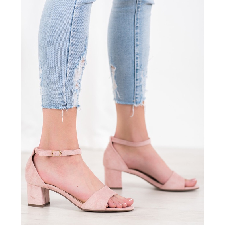 Seastar Cómodas sandalias de tacón rosado 2