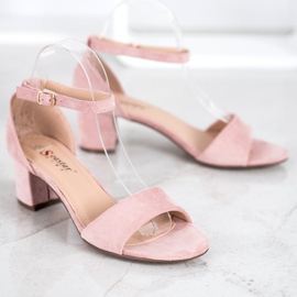Seastar Cómodas sandalias de tacón rosado 5