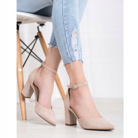 W. Potocki Zapatos de tacón de ante en Spitz beige 2