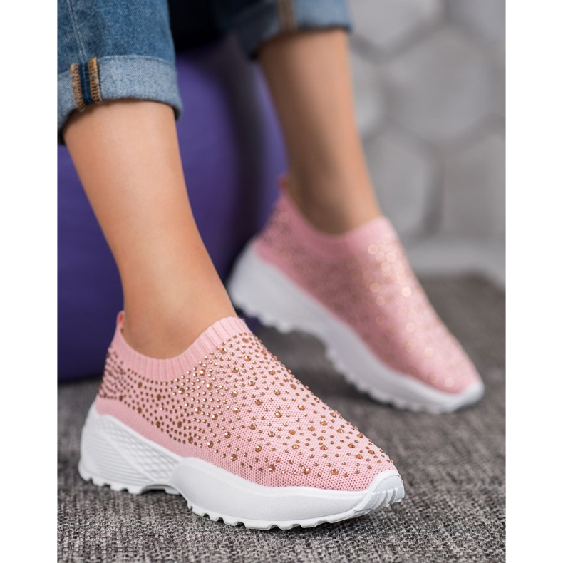 Diamantique Calzado deportivo con cristales rosa 2