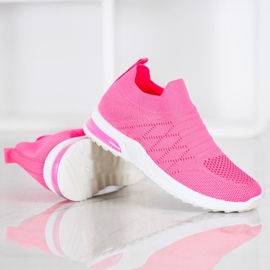Diamantique Zapatos sin cordones de neón rosado 1