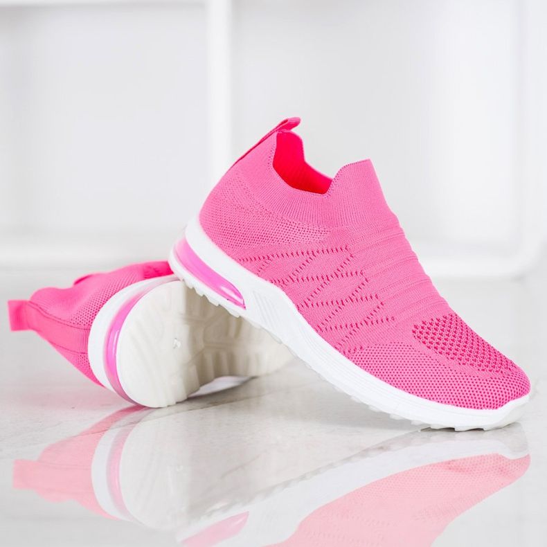 Diamantique Zapatos sin cordones de neón rosado 1