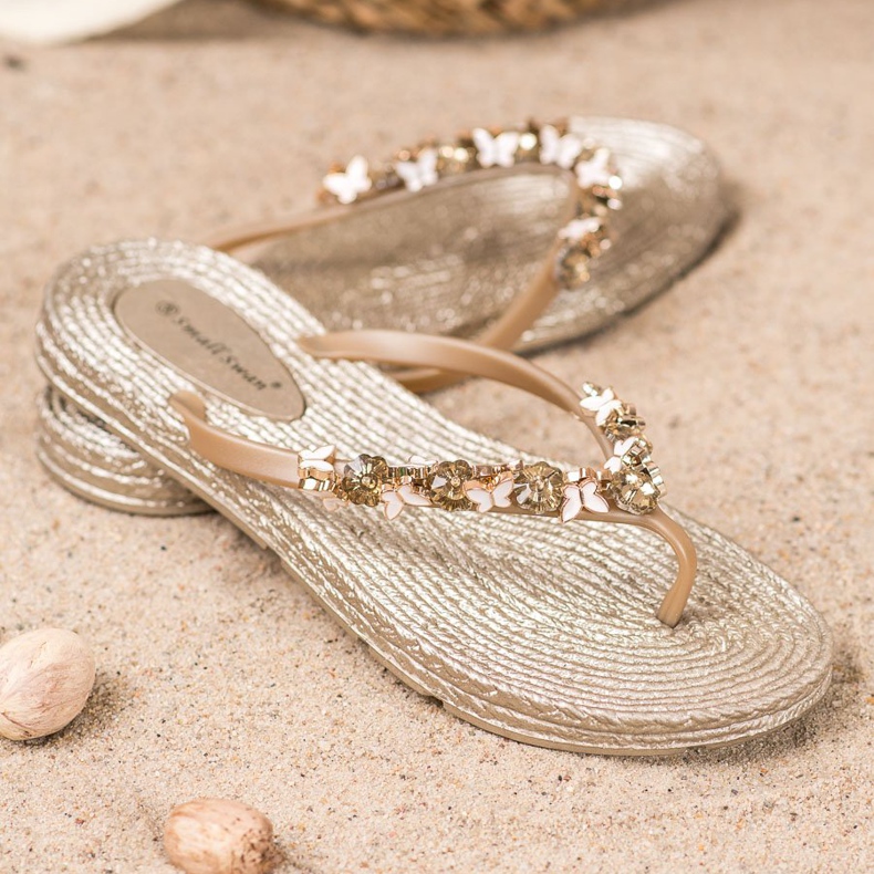 SHELOVET Chanclas de goma con adornos amarillo 1