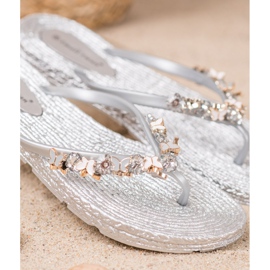 SHELOVET Chanclas de goma con adornos gris 1