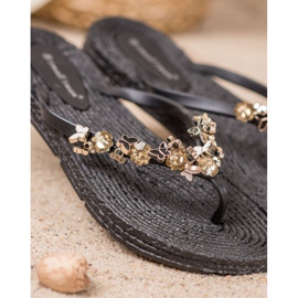 SHELOVET Chanclas de goma con adornos negro 3