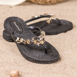 SHELOVET Chanclas de goma con adornos negro 4