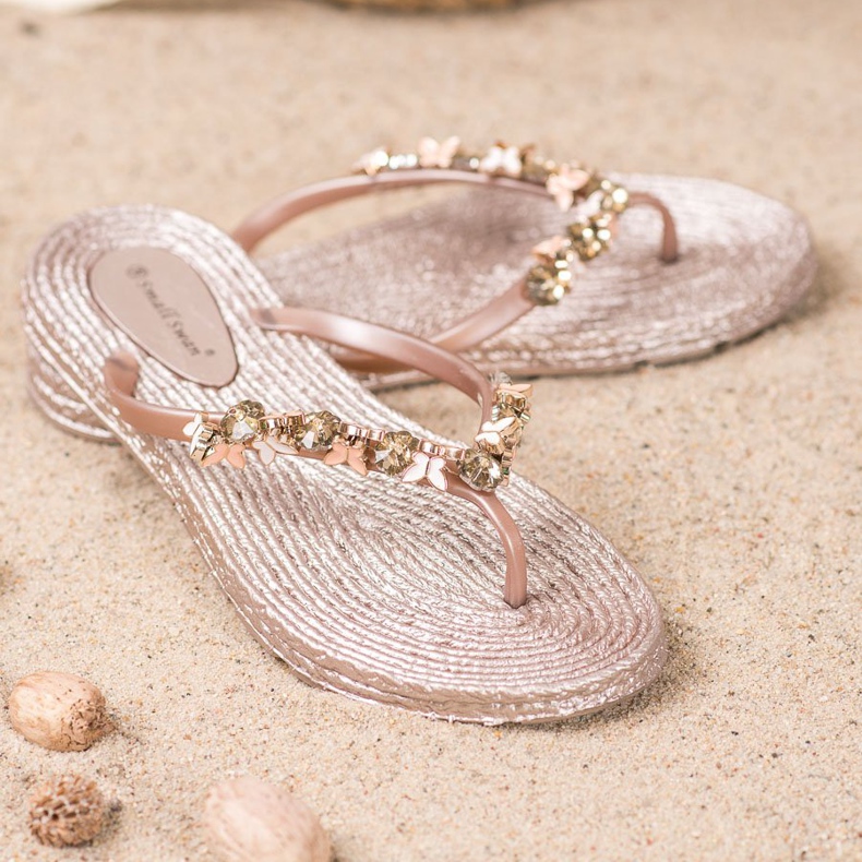 SHELOVET Chanclas de goma con adornos rosa 1