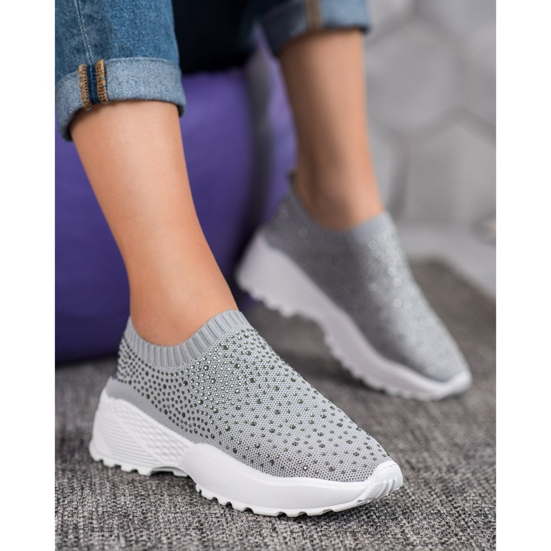 Diamantique Calzado deportivo con cristales gris 1