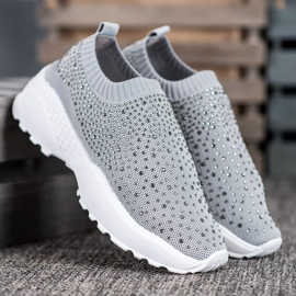 Diamantique Calzado deportivo con cristales gris 4