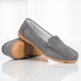 Mocasines de piel con purpurina VINCEZA gris 1