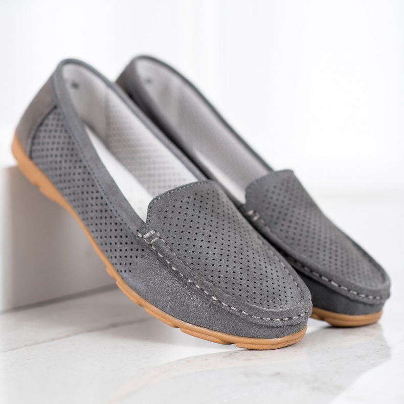 Mocasines de piel con purpurina VINCEZA gris 2