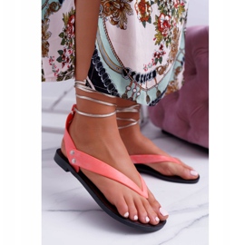 Sandalias anudadas de neón Lu Boo Japanese Meliski Florence rosado 2
