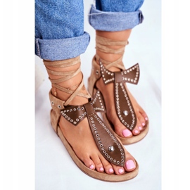 Sandalias marrones anudadas de Lu Boo para mujer Japanese Mara marrón 5