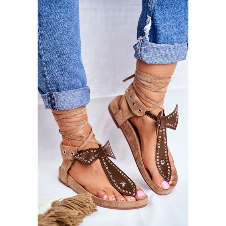 Sandalias marrones anudadas de Lu Boo para mujer Japanese Mara marrón 2