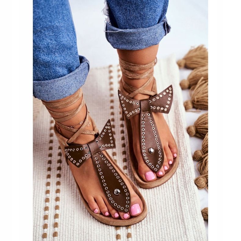 Sandalias marrones anudadas de Lu Boo para mujer Japanese Mara marrón 1 Sandalias marrones anudadas de Lu Boo para mujer Japanese Mara marrón 1