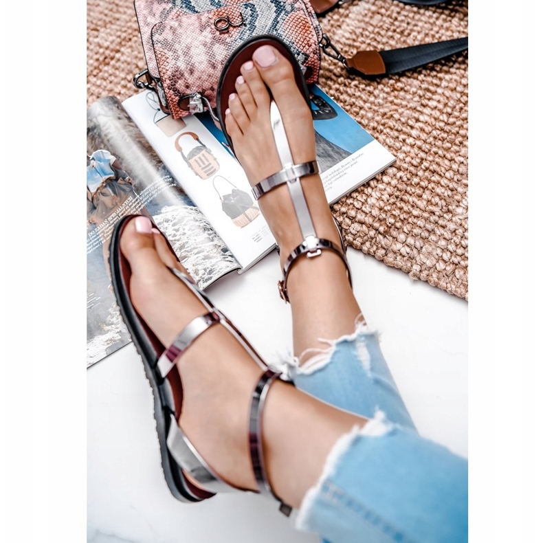 Sandalias de espejo negras Lu Boo Roman Japanese Lento negro 2