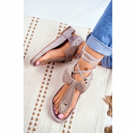 Lu Boo - Sandalias grises atadas para mujer, japonés Mara 5