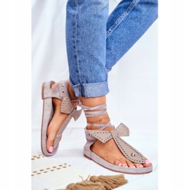 Lu Boo - Sandalias grises atadas para mujer, japonés Mara 3