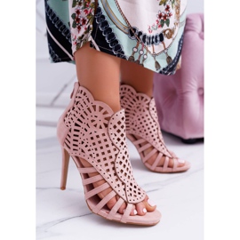 SEA Sandalias Mujer Ante con Tacón Alto Rosa Polvo Viviane rosado 1