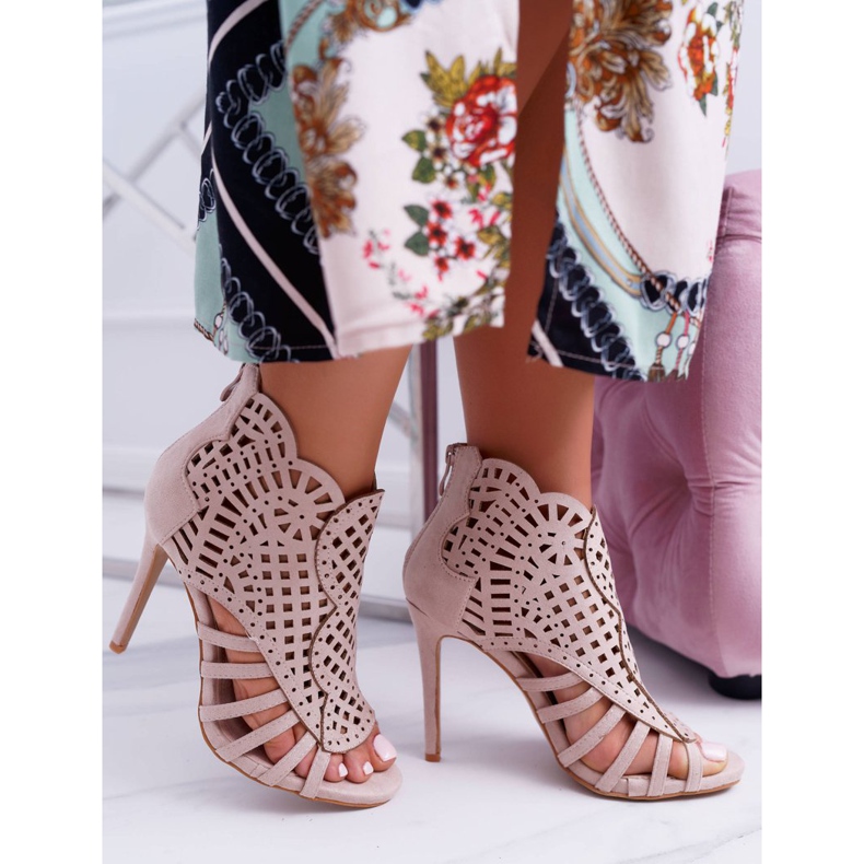 SEA Sandalias de mujer ante beige con tacón alto Viviane 2