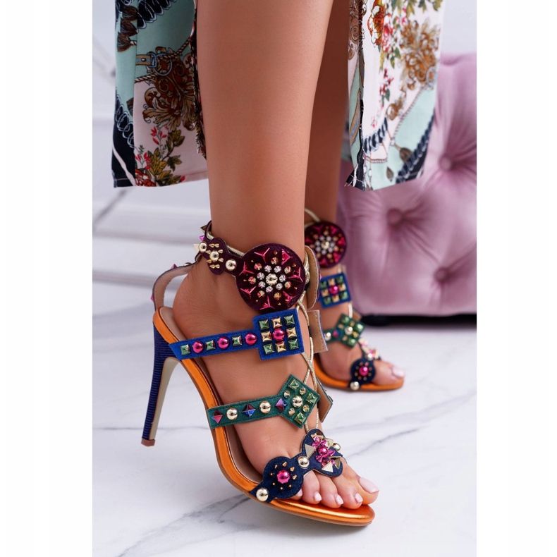 LU BOO Sandalias De Tacón Alto Jet Studs Rockers Multicolor 2 LU BOO Sandalias De Tacón Alto Jet Studs Rockers Multicolor 2