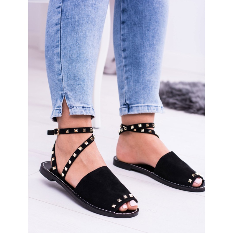 Sandalias pari negras con estilo Lu Boo negro 2