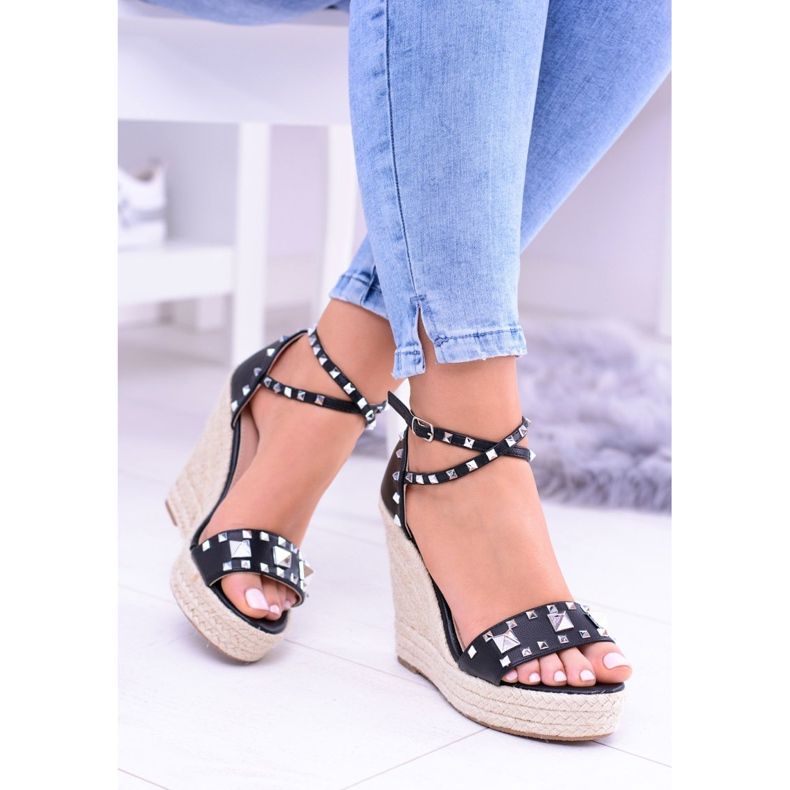 Sandalias Negras Mujer Tachuelas Alpargatas Jet Mariko negro 1