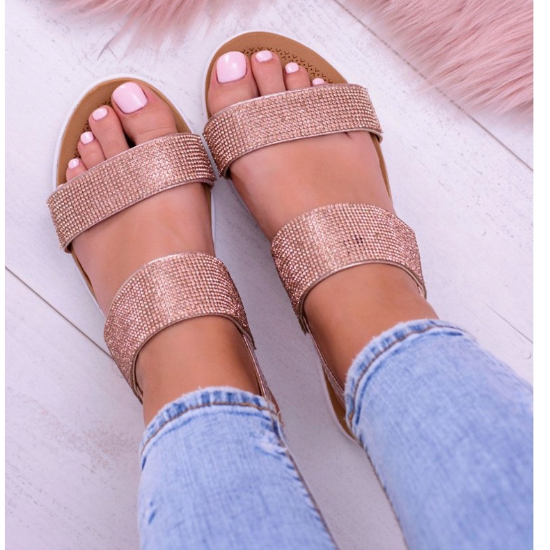 Sandalias de champán para mujer Lu Boo con circonita cúbica perfecta rosa 2