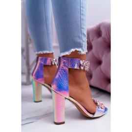 Sandalias rosa iridiscente Lu Boo con diamantes de imitación Lambada rosado multicolor 3