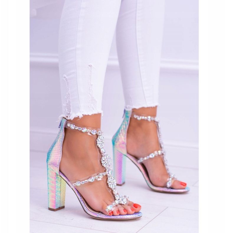 Sandalias Lu Boo Gasoline Violet con diamantes de imitación Taylor multicolor 2