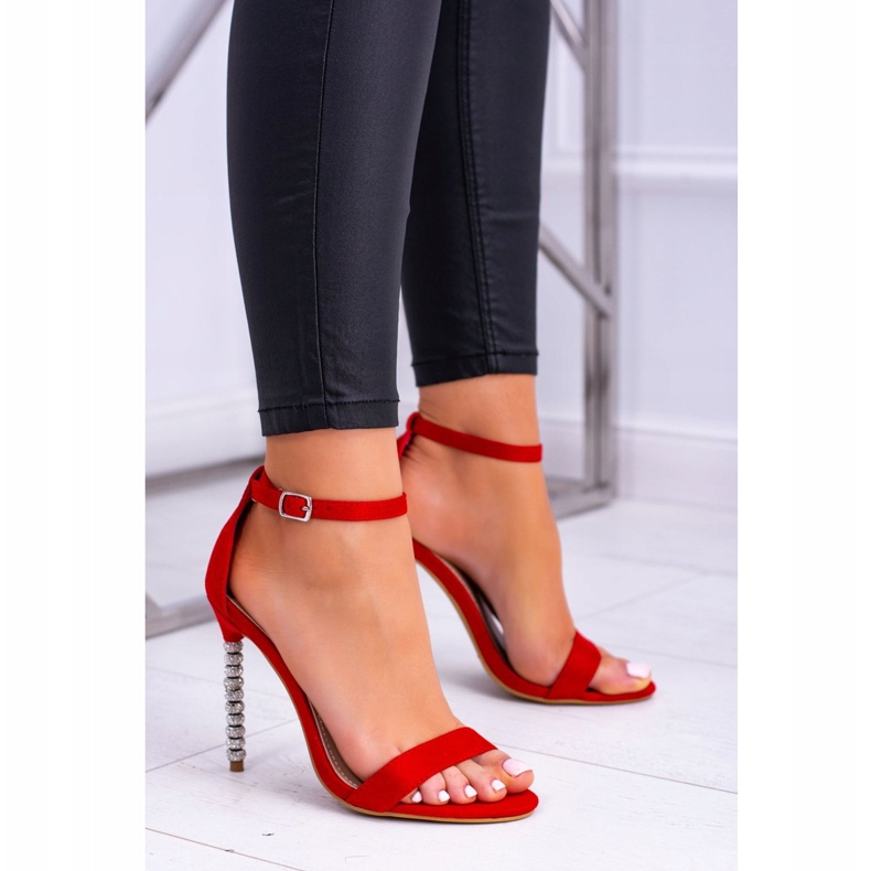 BUGO De Mujer Sandalias De Tacón Alto Decoradas Con Zirconia Cúbica Elida rojo 1