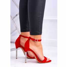 BUGO De Mujer Sandalias De Tacón Alto Decoradas Con Zirconia Cúbica Elida rojo 2