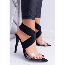 L.DAY Sandalias de mujer con tacón alto, correa ancha, luces negras negro 1 L.DAY Sandalias de mujer con tacón alto, correa ancha, luces negras negro 1