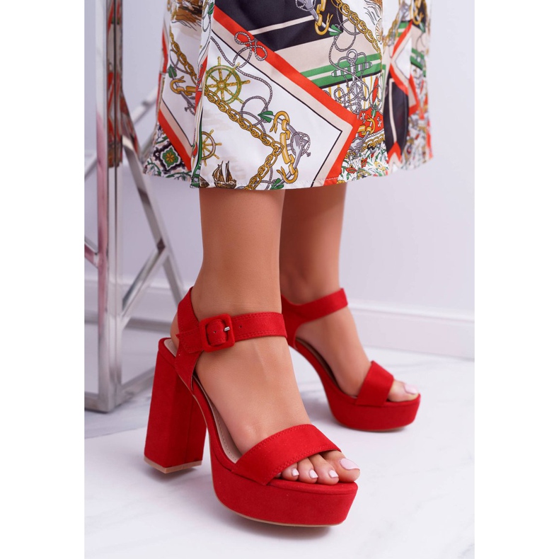 NFR Sandalias De Mujer Con Tacón Alto Y Plataforma Rojo LaMondes 1