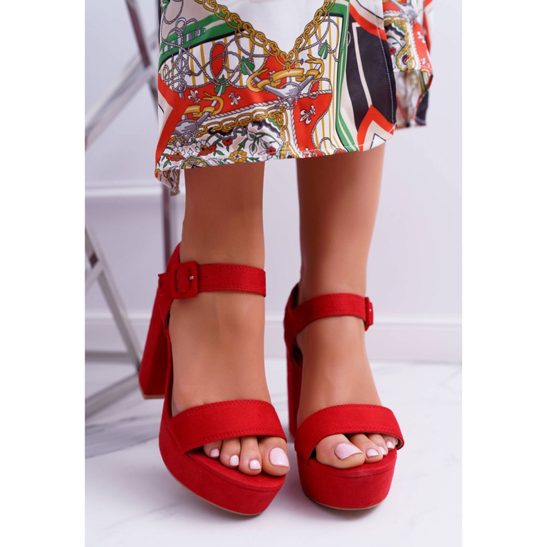 NFR Sandalias De Mujer Con Tacón Alto Y Plataforma Rojo LaMondes 2