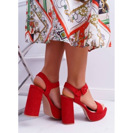 NFR Sandalias De Mujer Con Tacón Alto Y Plataforma Rojo LaMondes 3